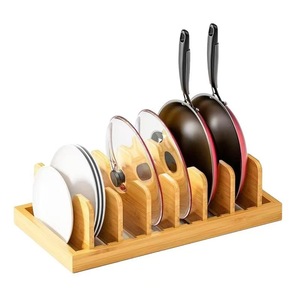 Zhuo Xun Wooden Pot Lid Storage <b>Rack</b> With Dividers For <b>Kitchen</b> Utensils And Pans Organizing Shelf - Product Image 3