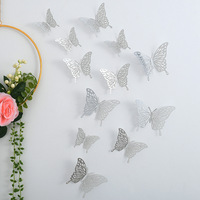 3D Schmetterling Tortendekoration Set Schmetterling Ornamente Hochzeitstortendekoration Gold Hohl Papier Tortendekoration 3D Happy Birthday