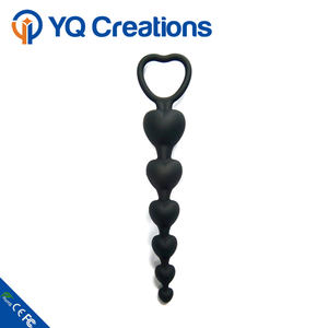 Bouchon anal en silicone souple imperméable en forme de cœur long, jouets sexuels lesbiens, perle pour hommes et femmes, bouchon long, perles pour massage de la prostate - Product Image 4