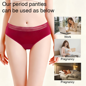 Culottes menstruelles écologiques personnalisables, taille basse, ODM, pour femmes et adolescentes, anti-fuites, lavables, absorbant le flux - Product Image 2