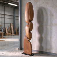 Sculpture Moderne en Bois Sculpté Empilé, Art Décoratif Abstrait pour Hall d'Hôtel, Restaurant, Centre de Ventes
