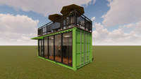 Restaurant-bar-café-kiosque en conteneur pop-up à deux étages, utilisation de maisons préfabriquées en acier