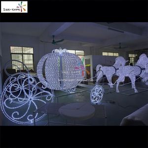 Luces LED 3D con motivos de carruaje de caballos decoraciones de exterior navideñas grandes personalizadas - Product Image 3