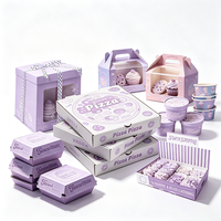 Boîtes d'emballage alimentaire personnalisées violettes et vertes pour plats à emporter, emballage pour fêtes, boîtes de boulangerie tout-en-un pour gâteaux et pâtisseries