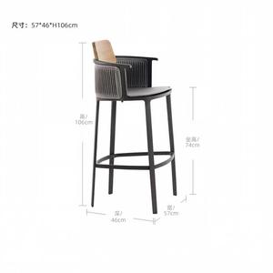 Nordic Rope Rattan aluminum <b>Waterproof</b> Dinning Chair Patio Restaurant Aluminium Stackable Outdoor bar Chair for Garden hotel - Product Image 6