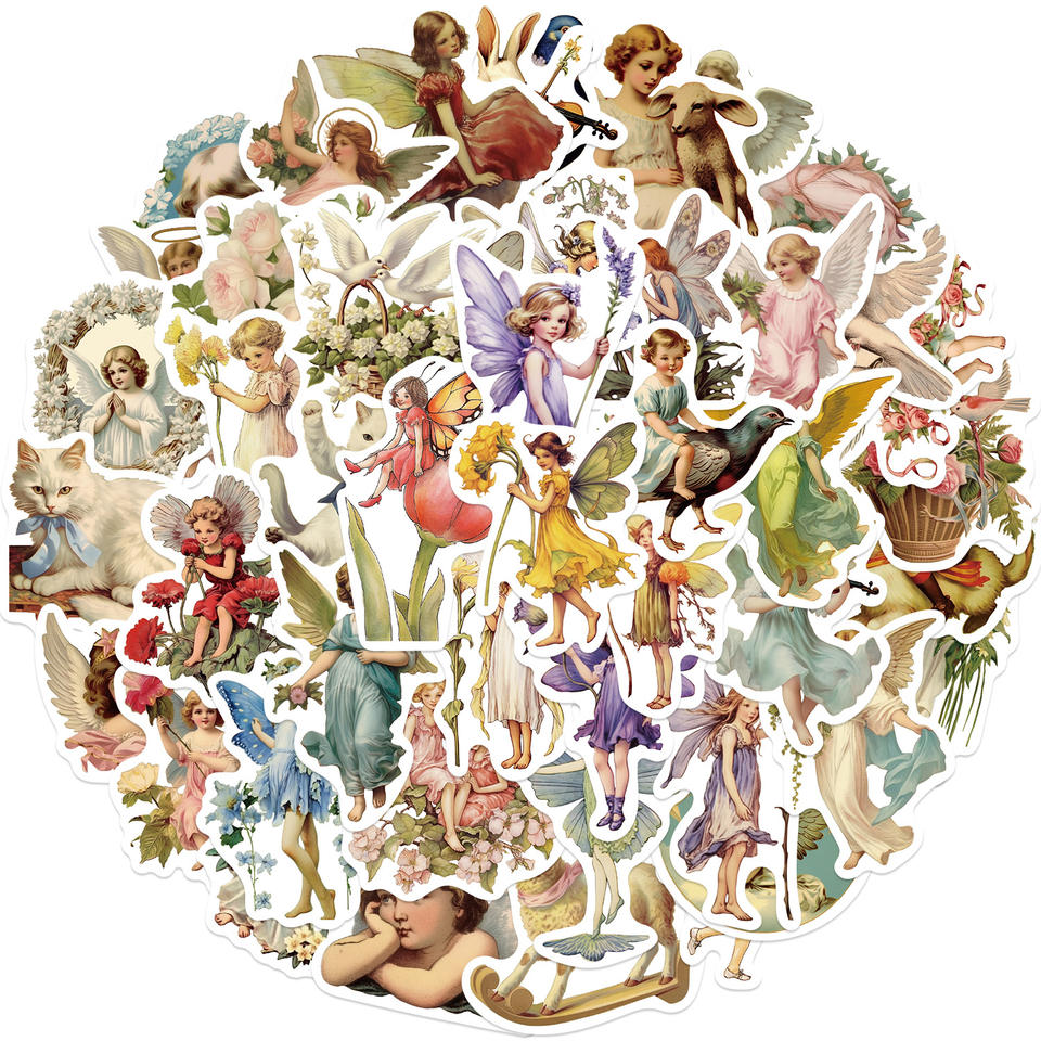50Pcs Vintage Oil Painting Angel Fairy Graffiti Stickers for Book Home ...