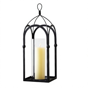 Lanterne à bougie en fil de fer noir pour la décoration de la maison, les mariages et les fêtes, lanternes suspendues et au sol en promotion - Product Image 1