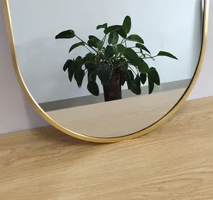 Большой Винтажный Золотой металлический настенный зеркальный полноразмерный корпус Овальный подиумный стиль на заказ для роскошного декора ванной комнаты для подвешивания