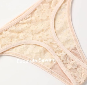 Culotte sexy en soie glacée, sous-vêtement en dentelle à bretelles fines et taille basse, séchage rapide, séduction et séduction et T-back séduisant - Product Image 5