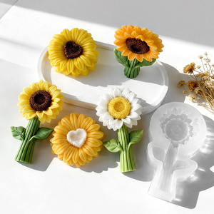Moules à bougies en silicone en forme de tournesol YS, moules à décorations en plâtre de plantes, moules de coulée, fournitures de fabrication de bougies d'aromathérapie <span class=keywords><strong>DIY</strong></span> - Product Image 1