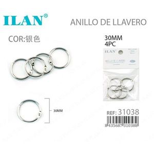 Portachiavi da 30 mm color argento, confezione da 4 pezzi - Product Image 1