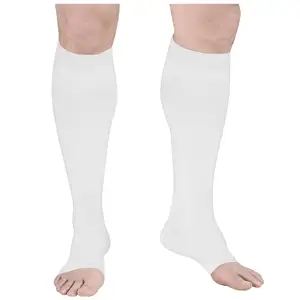 Surgical Stockings 18 Mmhg Compression For Adult Knee High Length Open Toe White Medium Extra Long Padded Socks