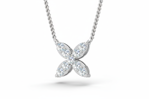 สร้อยคอประดับเพชรลายดอกไม้พร้อมสายโซ่ |   ทอง 14K |   เครื่องประดับเจ้าสาวอินเดีย - Product Image 5