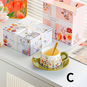 ชุดกาแฟเซรามิกพร้อมจานรองในกล่องของขวัญ, แก้วกาแฟเซรามิกพร้อมจานรอง - Product Image 4