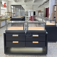 Vitrine de présentation de bijoux de luxe noir mat avec éclairage LED, comptoir de vente au détail pour boutique, tiroirs de rangement