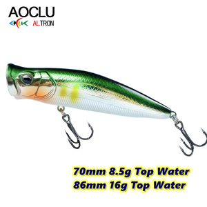 Leurre flottant de surface AOCLU Popper 70mm/8.5g & 86mm/16g 1PC Fil traversant Saumon Bar de mer Pêche en bateau en rivière Appât facile à lancer - Product Image 2