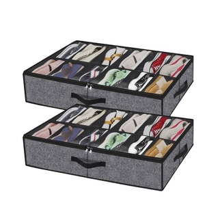 Boîte de rangement sous lit 12 compartiments en tissu, anti-poussière, pour chaussures, transparente, pliable, organisateur de compartiments - Product Image 1