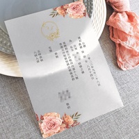 Carte d'invitation de mariage personnalisée en papier sulfate translucide givré merci après carte carte de voeux