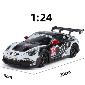 Modellini Auto in Scala <span class=keywords><strong>1</strong></span>:24 Tyrannosaurus Rex Graffiti 911 GT3 con Suono e Luci, Veicolo Giocattolo a Retrocarica, Modello Decorativo - Product Image 1