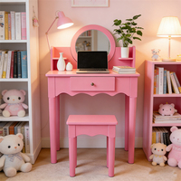 Table de maquillage moderne et durable pour enfants avec miroir et rangement pour chambre à coucher