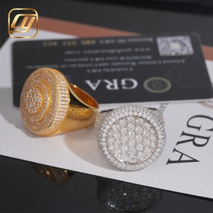 Hip Hop Bling <b>Ring</b> 925 Sterling <b>Silver</b> Fully Iced Round Signet <b>Ring</b> Micro Pave VVS Moissanite Mens <b>Statement</b> <b>Ring</b> Wholesale - Product Image 2