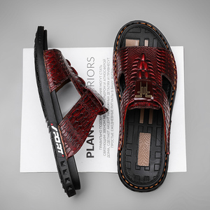 Sandales d'été décontractées en cuir pour hommes, tongs à bout ouvert, grandes tailles 38-45, antidérapantes - Product Image 3