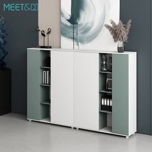 Meuble de bureau modulaire élégant en bois à 2 portes coulissantes, design européen moderne, pour la maison, l'école, l'atelier - Product Image 1