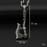 Acier inoxydable Ancien AX Pendentif vintage Collier Hip hop mens punk viking hache Nordique argent Celtique noeud Rune Amulette hache