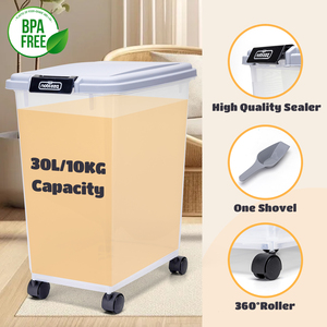 Nobleza 30L ermetico contenitore per alimenti per animali domestici con coperchio incernierato e ruote comodo deposito per alimenti per animali domestici - Product Image 3