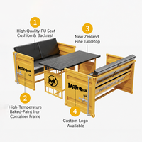 Ensemble de bar de style conteneur en bois de pin jaune moderne, avec panneau logo et sièges rembourrés, pour salle à manger, durable, fourni par le fabricant