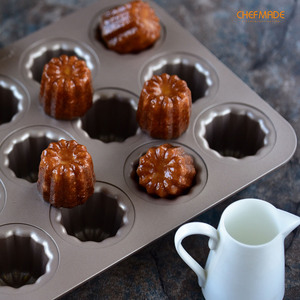 Stampo per Canele CHEFMADE, <span class=keywords><strong>Teglia</strong></span> <span class=keywords><strong>Antiaderente</strong></span> a 12 Cavità per Canele, Muffin e Cupcake, per Cottura al <span class=keywords><strong>Forno</strong></span> - Product Image 4
