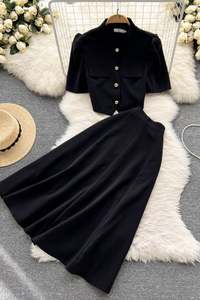 Conjuntos de Mujer para Verano, Tops de Manga Corta Lisos, Conjunto de Falda Elegante, Ropa al por Mayor - Product Image 6