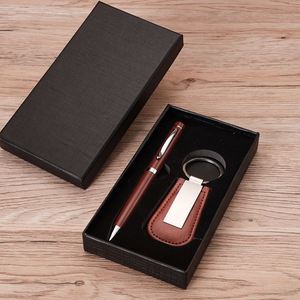 Brown Keychain <b>Set</b> Pen Promotional Business Corporate Employee Event Giveaway <b>Gift</b> <b>Set</b> Wholesale - Product Image 3