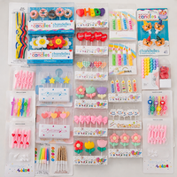 Bougies d'anniversaire colorées et mignonnes en forme de dessins animés, formes variées (cœur, animal, fleur, visage souriant) pour décorations de gâteaux d'enfants