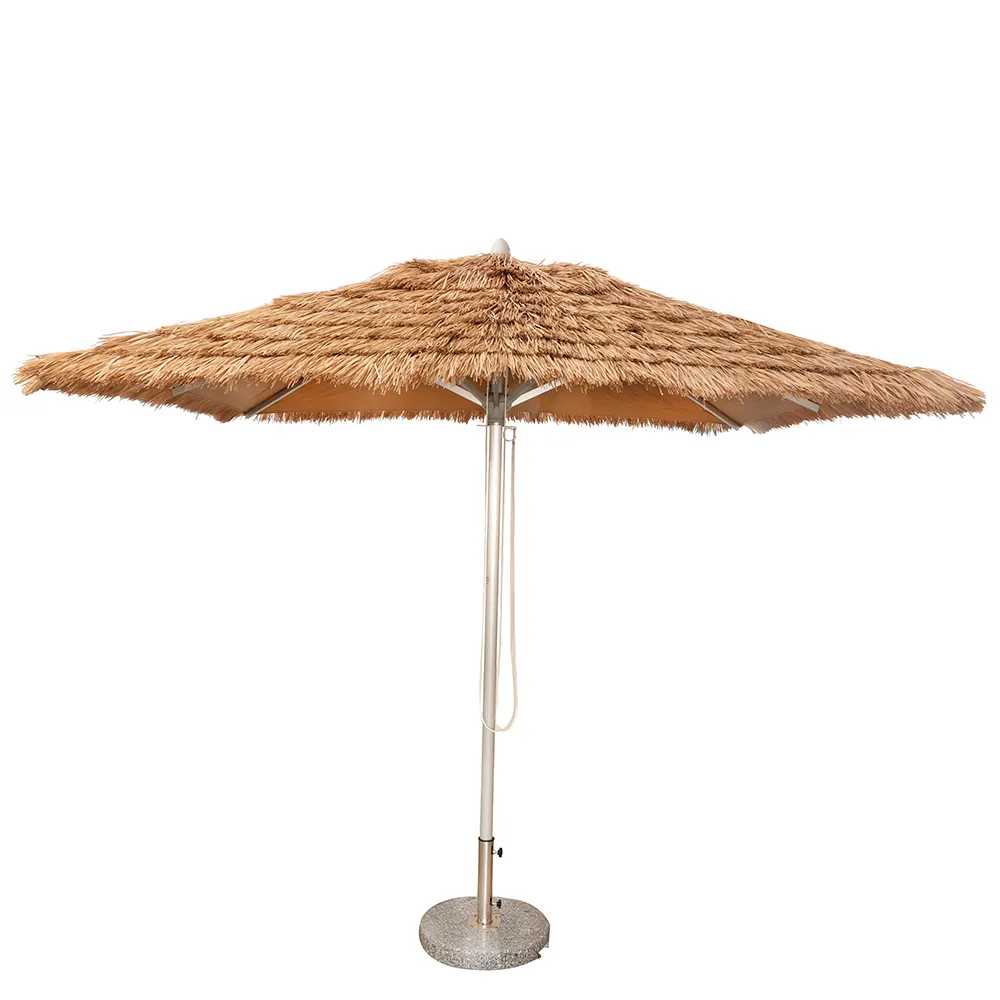Toptan 2.5m saman veranda şemsiye Tiki yuvarlak açık güneşlik bahçe şemsiyeleri saçak ile