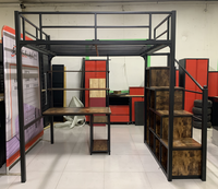 JZD – lit superposé en métal pour adulte, dortoir avec bureau et escalier