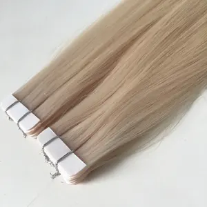 Großhandel 100% russisches menschliches Haar Virgin Tape Haar verlängerung 4*0,8 cm für Frauen