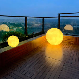 Lune lumineuse alimentée par énergie solaire pour <span class=keywords><strong>terrasse</strong></span> de jardin avec télécommande <span class=keywords><strong>sans</strong></span> <span class=keywords><strong>fil</strong></span> et mode d'éclairage à luminosité réglable - Product Image 2