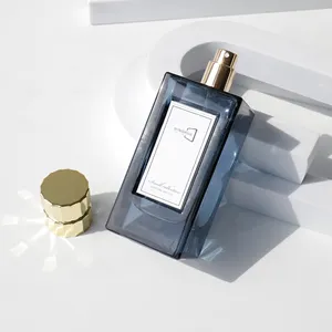 Atacado 100ml Luxo Pumb Spray Blue Perfume Garrafa De Vidro com Tampa Preta