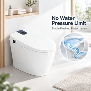 WC intelligent monobloc en céramique au design moderne, à poser au sol, cuvette allongée, chasse d'eau par siphon, siège chauffant, pour usage domestique et professionnel - Product Image 1