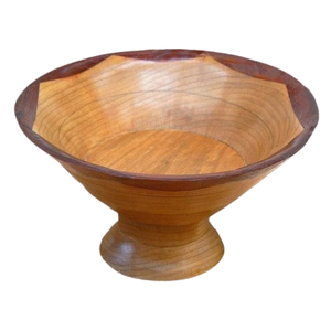 Cuenco de madera de acacia de pedestal de diseño clásico, cuenco de servicio de madera natural de Color marrón de mesa de comedor - Product Image 1