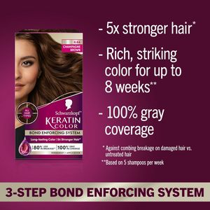 Schwarzkopf Keratin Permanent <strong>Hair</strong> Dye Cream 6.64 Champagne <strong>Brown</strong> Professional Quality Color 100% Gray Coverage Bond <strong>Hair</strong> - Product Image 2