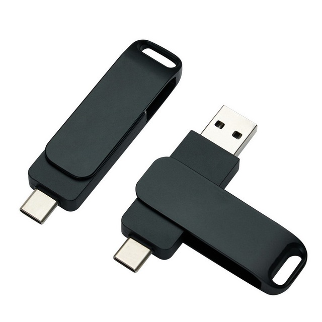 High Speed 32GB 64GB 128GB 256GB 512GB Memory Pendrive 3.0 USB C Metal Swivel Usb Stick Type C 2 in 1 Otg Usb Flash Drive 1TB