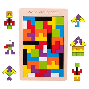 Kids Educational Toy Wooden Training Geometry Intelligence Tangram Puzzle Magnetic Block Board