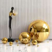 Boules de Noël Modernes Art Déco Creuses en Acier Inoxydable 201/304 Doré Titane, Peintes à la Main, Durables, Disponibles en Plusieurs Tailles