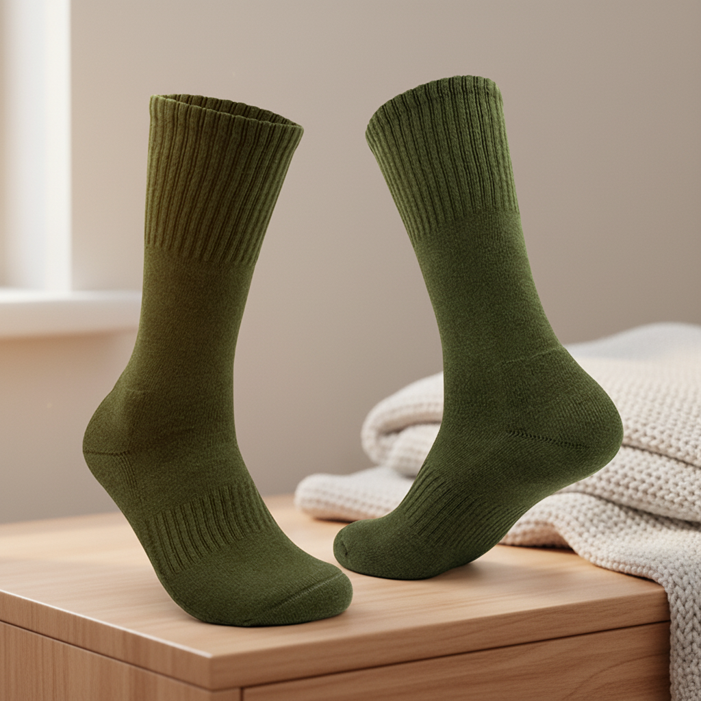 Mens Women Luxury Thick Black Green Hand Knitted Pure Fleece Alpaca Merino Cashmere Wool Bed Hunting Hiking Socks