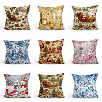 Housse de coussin de Noël, Père Noël, renne, bonhomme de neige, rose, coussin décoratif de fête, décoration de la maison