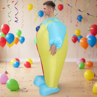 Costume de Clown Gonflable Rouge et Jaune pour Adulte, convient aux personnes de 1,5 à 2 m de taille. Idéal pour Noël, le cosplay, les fêtes, les spectacles sur scène et les soirées costumées