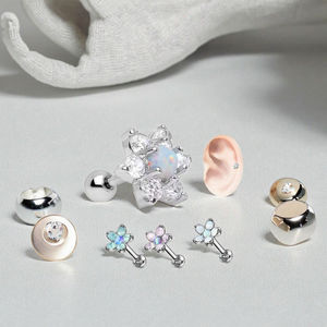 Xincate vendita calda orecchio Piercing gioielli fiore opale cartilagine Tragus orecchino opale Piercing elica orecchio anello perno orecchio - Product Image 4