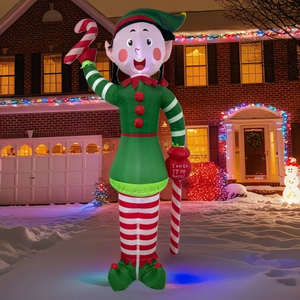 Elfo Gonfiabile Seduto con Babbo Natale per Decorazioni Natalizie da Esterno, Personalizzabile con Logo, Vendita all'Ingrosso - Product Image 3